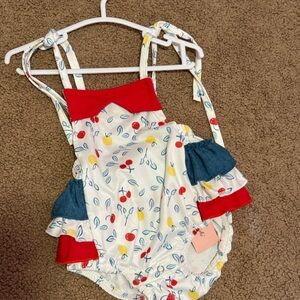 Baby Romper with Red and Blue Accents
